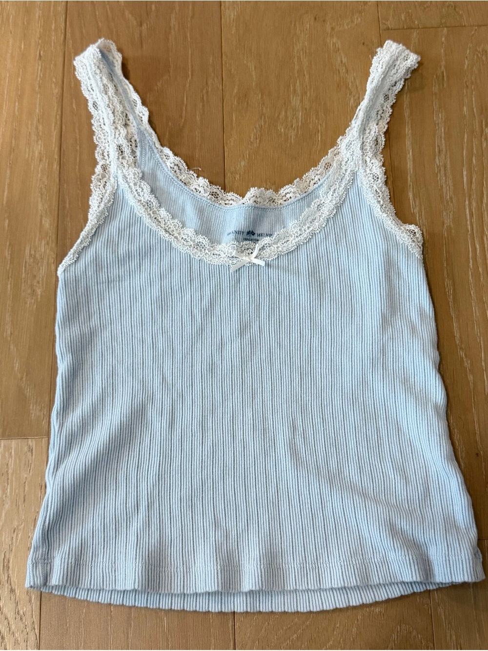 Brandy Melville Light Blue Lace Trim Ribbed Camisole